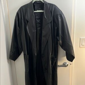 Vintage Limited Express Black Leather Trench Size L
